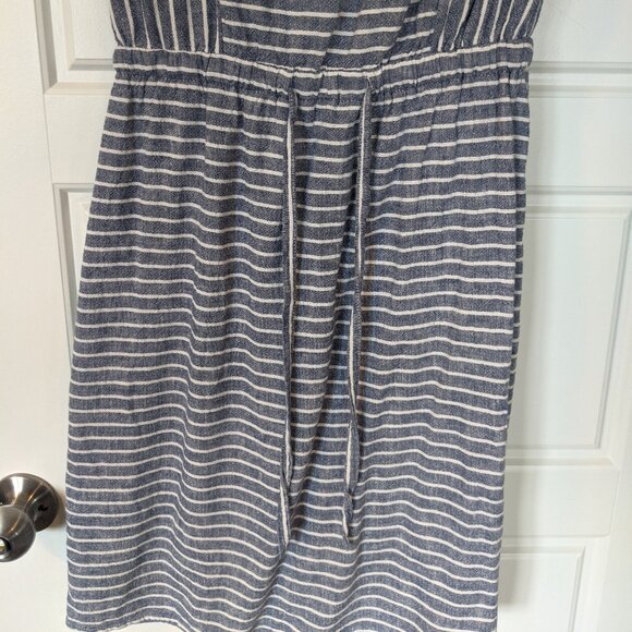 Seersucker Striped Linen Dress with Tie Waist - Picture 4 of 6
